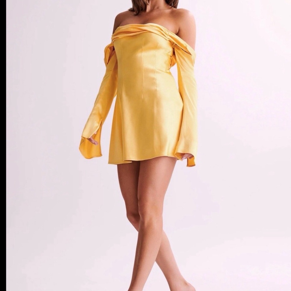 Meshki Yellow Off-Shoulder Mini Dress
